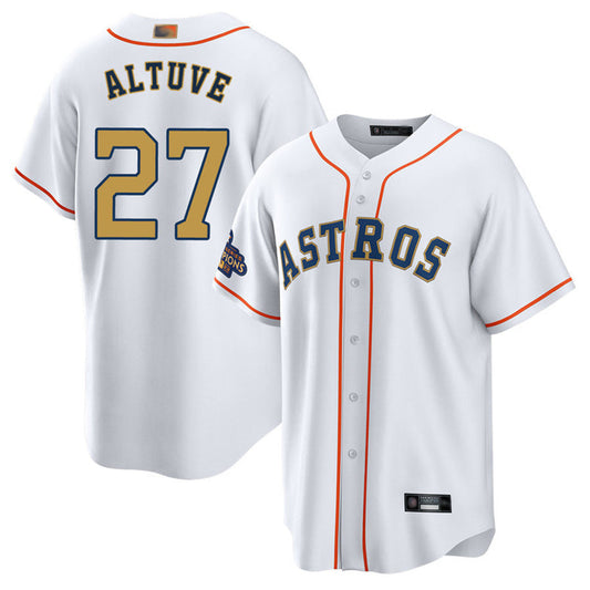 H.Astros #27 Jose Altuve Player Home Gold Collection Baseball Jerseys