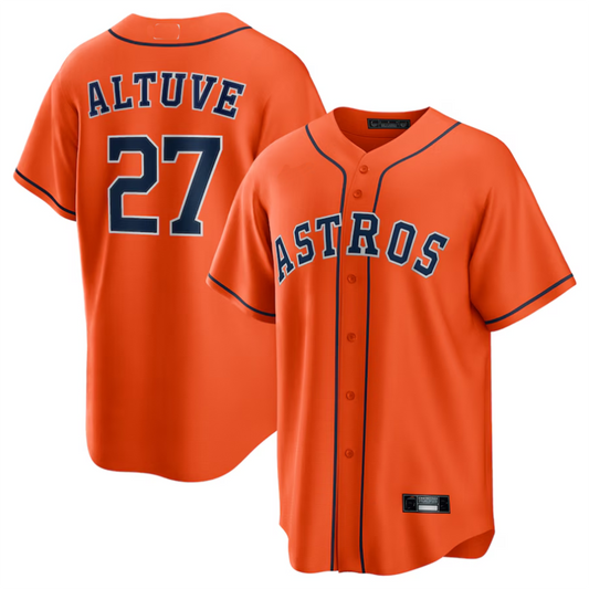 H.Astros #27 Jose Altuve Player Orange Alternate Replica Name Baseball Jerseys