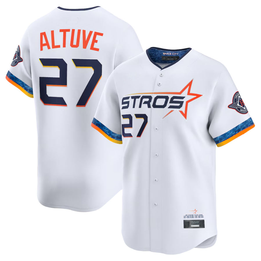 H.Astros #27 Jose Altuve Player White City Connect Limited Baseball Jerseys