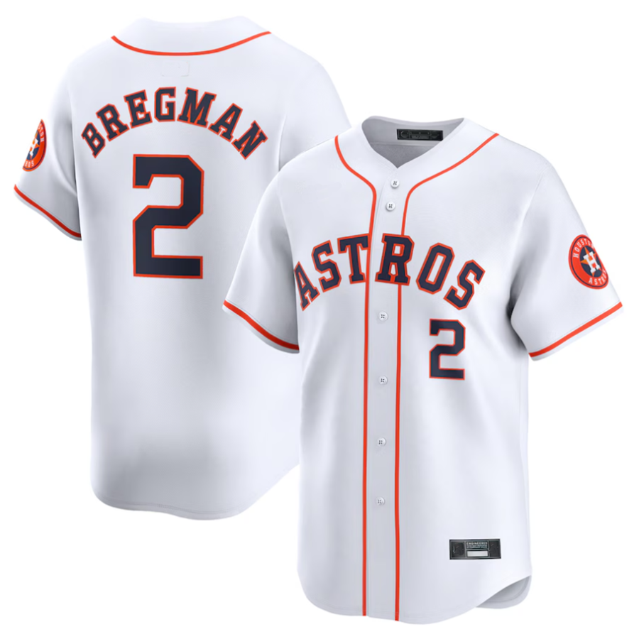 H.Astros #2 Alex Bregman Player White Home Limited Baseball Jerseys