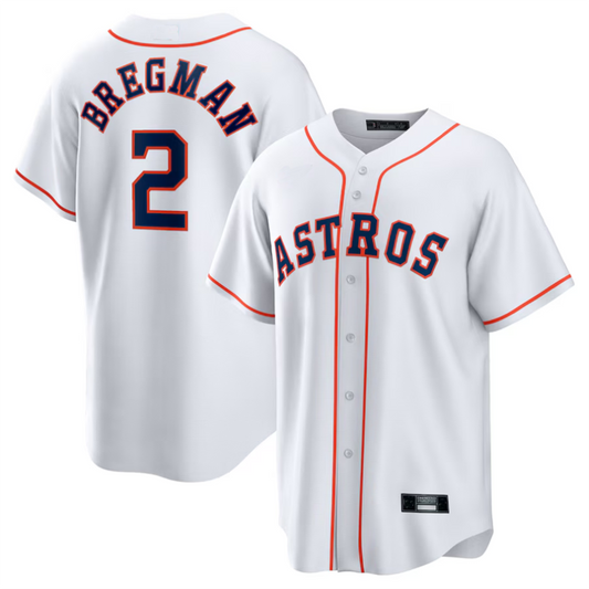 H.Astros #2 Alex Bregman Player White Home Replica Baseball Jerseys
