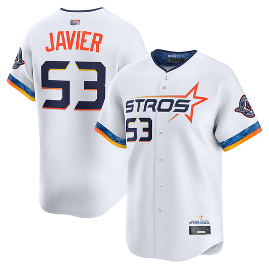 H.Astros #53 Cristian Javier Player White City Connect Home Limited Baseball Jerseys