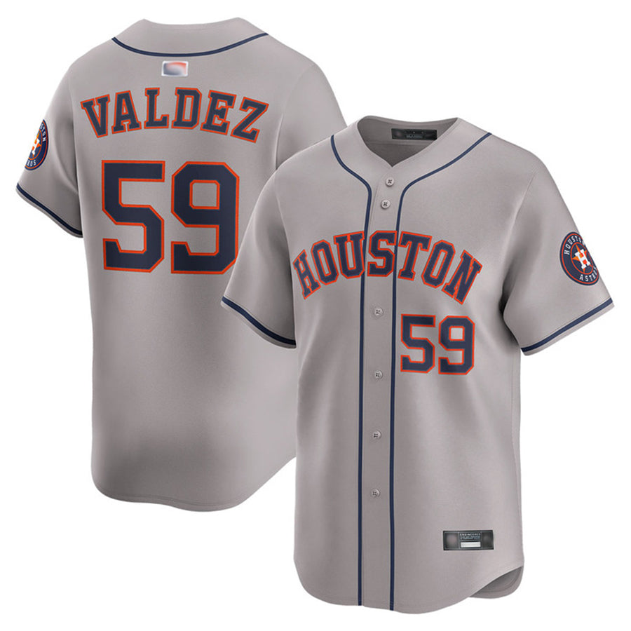 H.Astros #59 Framber Valdez Player Gray Road Limited Baseball Jerseys