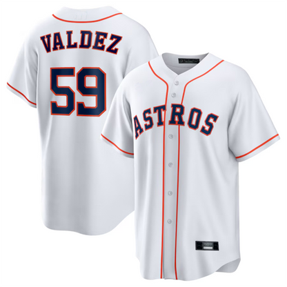 H.Astros #59 Framber Valdez Player White Home Replica Baseball Jerseys