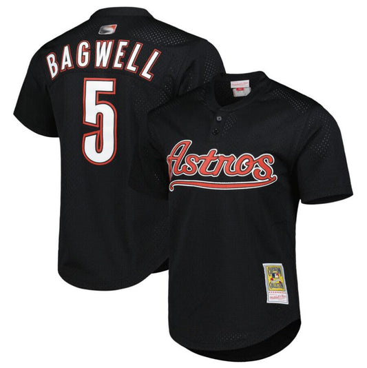 H.Astros #5 Jeff Bagwell Player Mitchell & Ness Black Cooperstown Baseball Jerseys