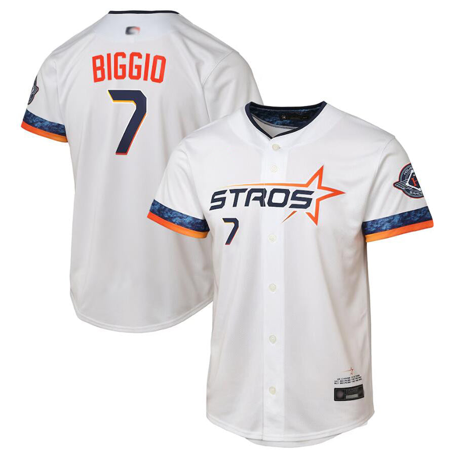 H.Astros #7 Craig Biggio Player White City Connect Limited Baseball Jerseys