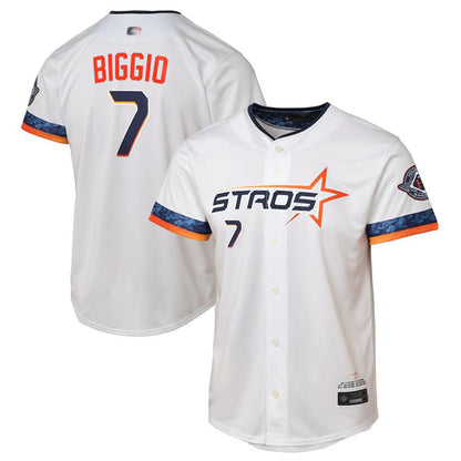 H.Astros #7 Craig Biggio Player White City Connect Limited Baseball Jerseys