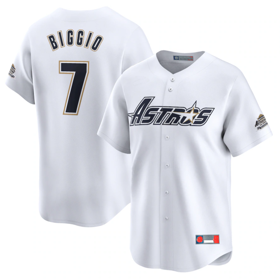 H.Astros #7 Craig Biggio Player White Throwback Cooperstown Collection Limited Baseball Jerseys