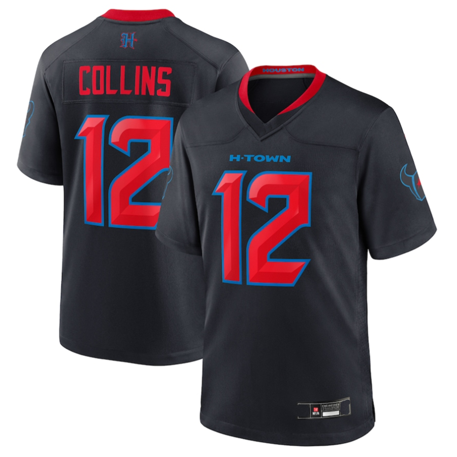 H.Texans #12Nico Collins Player Navy Game Jersey Player Football Jerseys