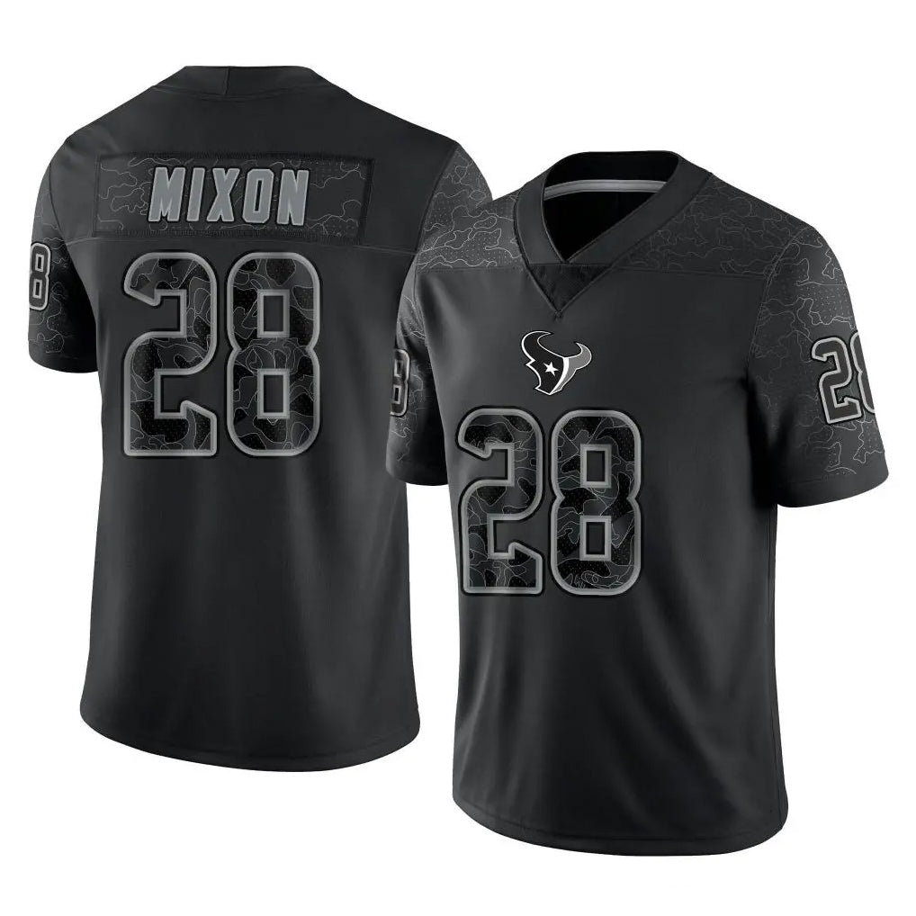 H.Texans #28 Joe Mixon Player Black REFLECTIVE Limited Football Jerseys