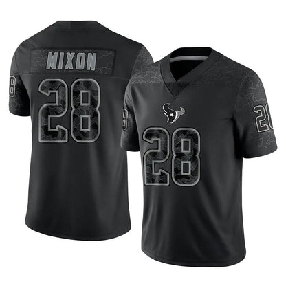 H.Texans #28 Joe Mixon Player Black REFLECTIVE Limited Football Jerseys