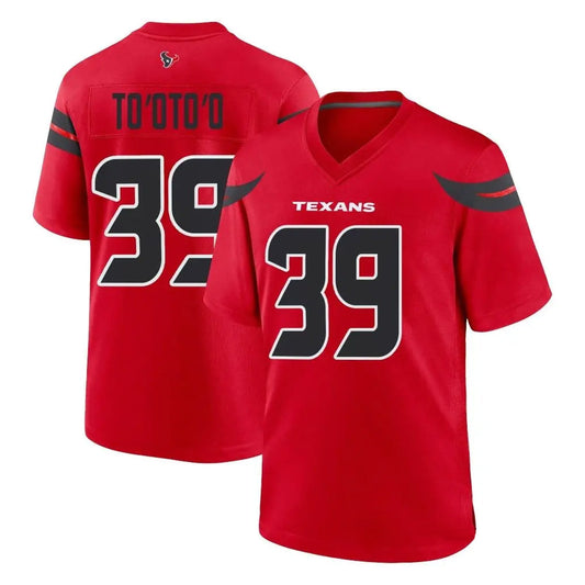 H.Texans #39 Henry To'oto'o Player Red Home Game Football Jerseys