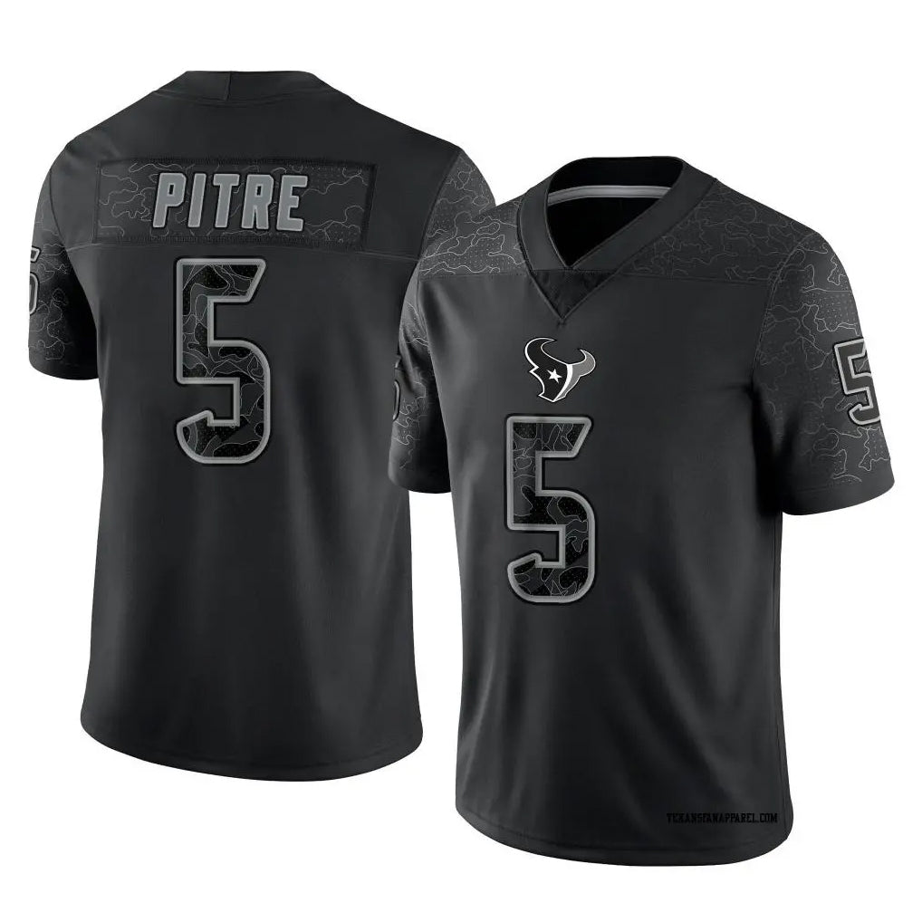 H.Texans #5 Jalen Pitre Player Black REFLECTIVE Limited Football Jerseys