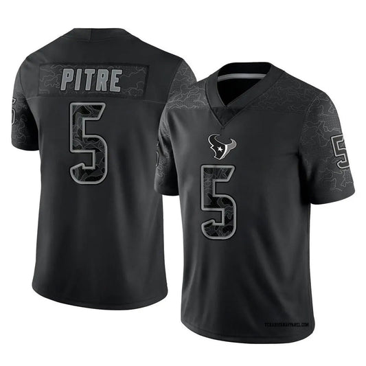 H.Texans #5 Jalen Pitre Player Black REFLECTIVE Limited Football Jerseys