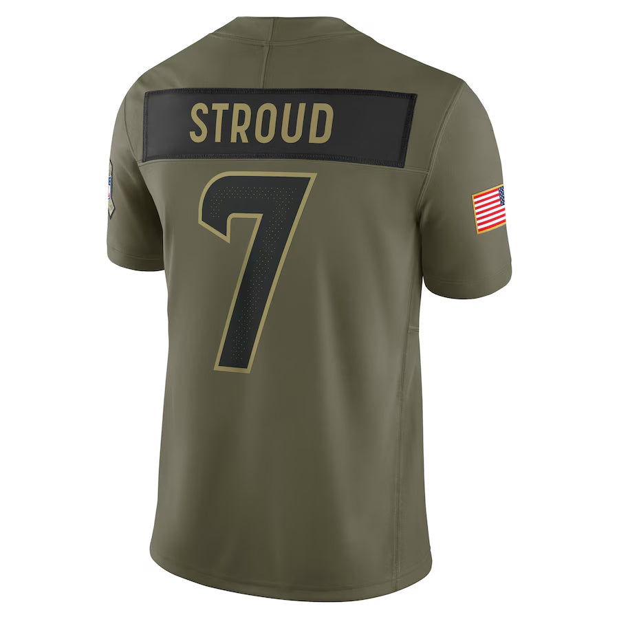 H.Texans #7 C.J. Stroud Player Olive Salute to Service Limited Football Jerseys