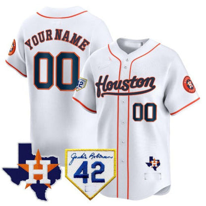 Custom H.Astros Jackie Robinson Patch Vapor Premier Limited Stitched Baseball Jerseys