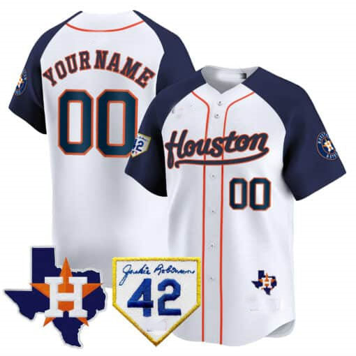 Custom H.Astros Jackie Robinson Patch Vapor Premier Limited Stitched Baseball Jerseys