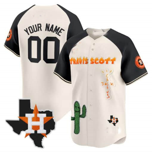 Custom H.Astros Cactus Jack Patch Vapor Premier Limited Baseball Jerseys