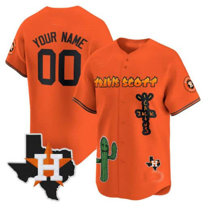 Custom H.Astros Cactus Jack Patch Vapor Premier Limited Baseball Jerseys