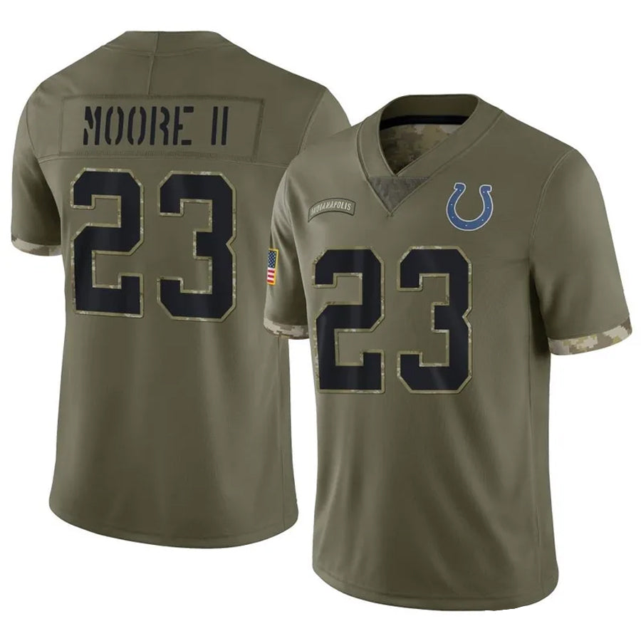 IN.Colts #23 Kenny Moore II Player Olive Salute To Service Limited Football Jerseys