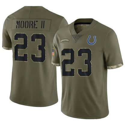 IN.Colts #23 Kenny Moore II Player Olive Salute To Service Limited Football Jerseys