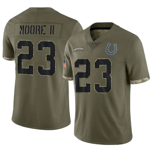 IN.Colts #23 Kenny Moore II Player Olive Salute To Service Limited Football Jerseys