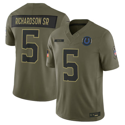 IN.Colts #5 Anthony Richardson Sr. Player Olive Salute to Service Limited Football Jerseys