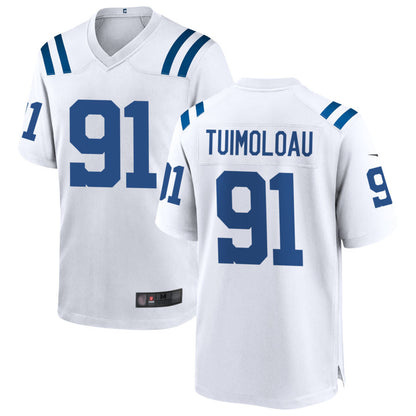 IN.Colts #91 JT Tuimoloau Player White Home Game Football Jerseys