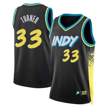 IN.Pacers #33 Myles Turner Player Black City Edition Swingman Basketball Jerseys