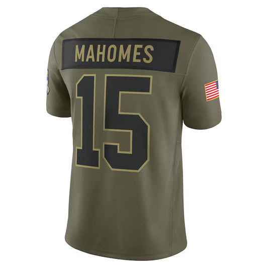 KC.Chiefs #15 Patrick Mahomes Player Olive Salute to Service Limited Football Jerseys