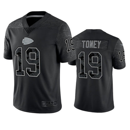 KC.Chiefs #19 Kadarius Toney Player Black RFLCTV Limited Football Jerseys