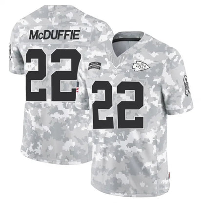 KC.Chiefs #22 Trent McDuffie Player Arctic Camo Salute to Service Limited Football Jerseys