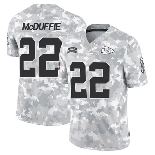 KC.Chiefs #22 Trent McDuffie Player Arctic Camo Salute to Service Limited Football Jerseys