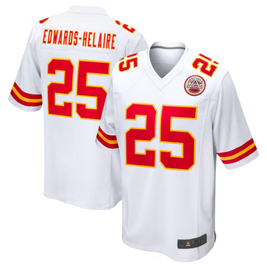 KC.Chiefs #25 Clyde Edwards-Helaire Player White Home Game Football Jerseys
