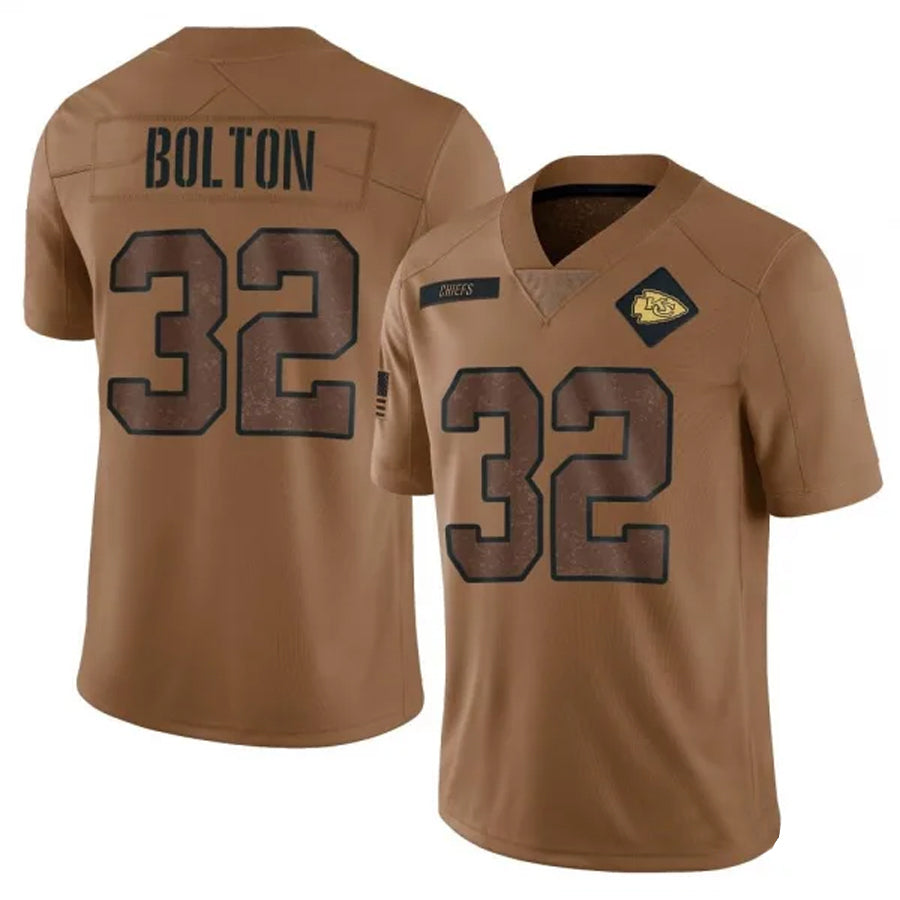 KC.Chiefs #32 Nick Bolton Player Brown Salute To Service Limited Football Jerseys