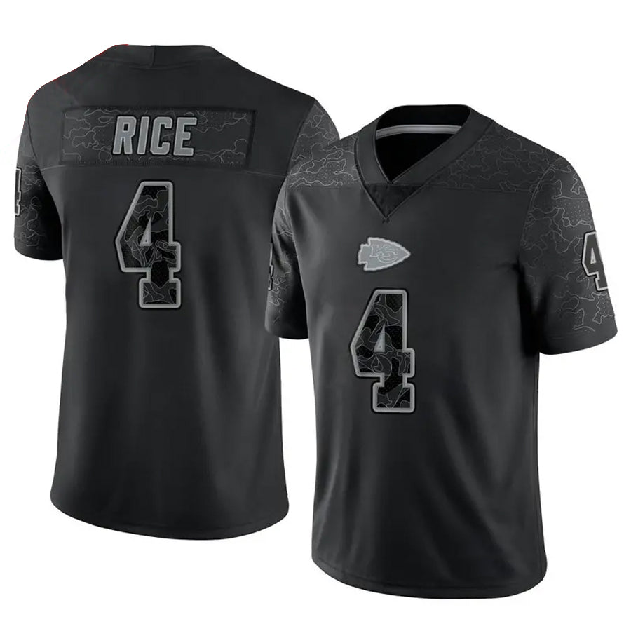 KC.Chiefs #4 Rashee Rice Player Black RFLCTV Limited Football Jerseys