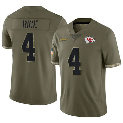 KC.Chiefs #4 Rashee Rice Player Olive Limited Salute To Service Football Jerseys