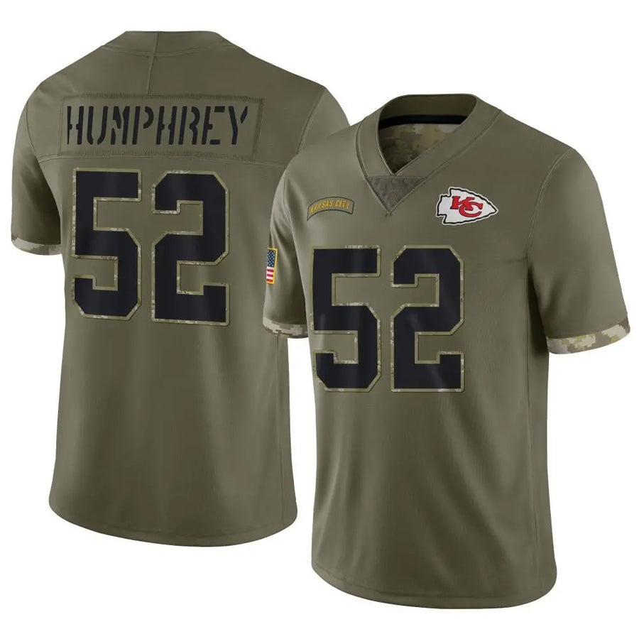 KC.Chiefs #52 Creed Humphrey Player Olive Salute To Service Football Jerseys