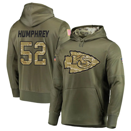 KC.Chiefs #52 Creed Humphrey Player Salute to Service Limited Olive Hoodies Football Jerseys