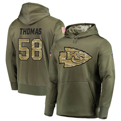 KC.Chiefs #58 Derrick Thomas Player Salute to Service Limited Olive Hoodies Football Jerseys