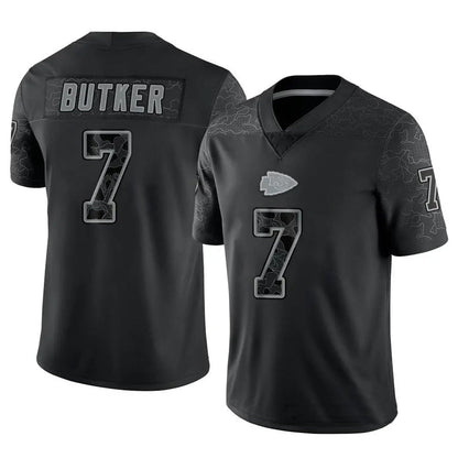 KC.Chiefs #7 Harrison Butker Player Black RFLCTV Limited Football Jerseys