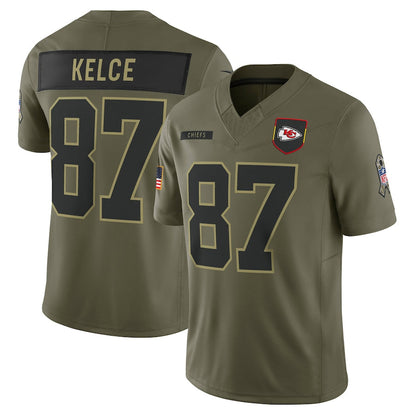 KC.Chiefs #87 Travis Kelce Player Olive Salute to Service Limited Football Jerseys