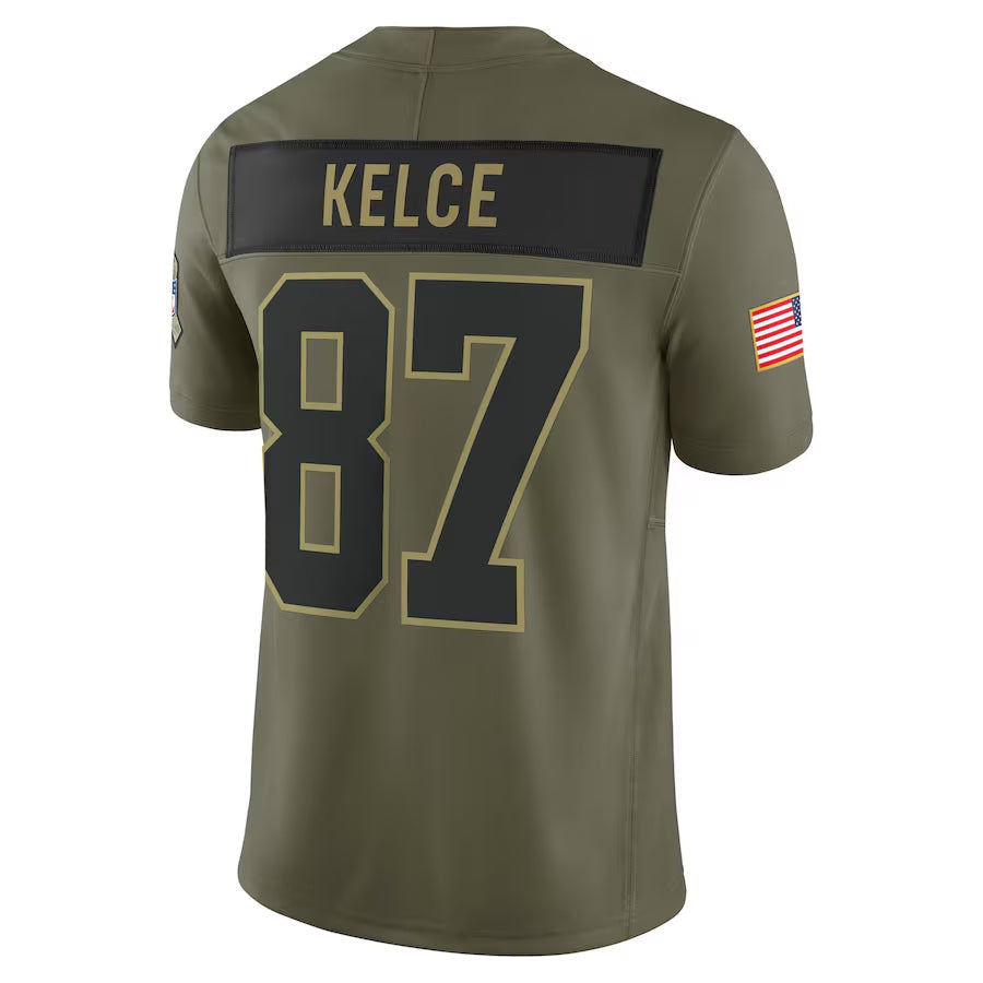 KC.Chiefs #87 Travis Kelce Player Olive Salute to Service Limited Football Jerseys