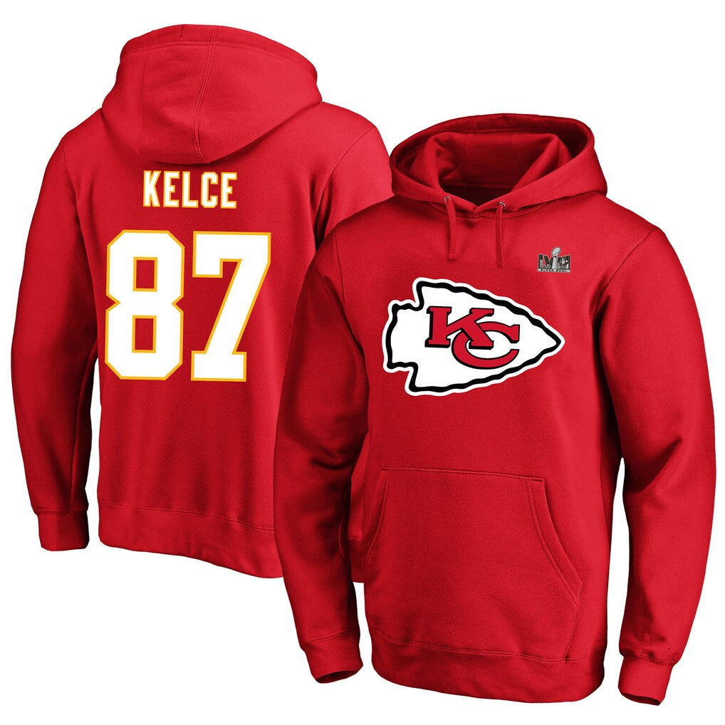 KC.Chiefs #87 Travis Kelce Player Red Pullover Hoodies Football Jerseys