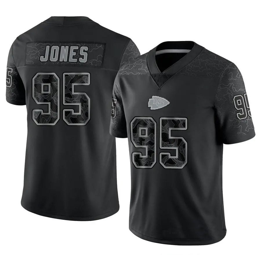KC.Chiefs #95 Chris Jones Player Black RFLCTV Limited Football Jerseys