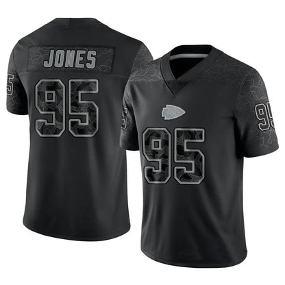 KC.Chiefs #95 Chris Jones Player Black RFLCTV Limited Football Jerseys