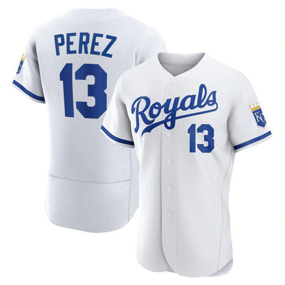 KC.Royals #13 Salvador P¡§|rez Player White Home Elite Baseball Jerseys