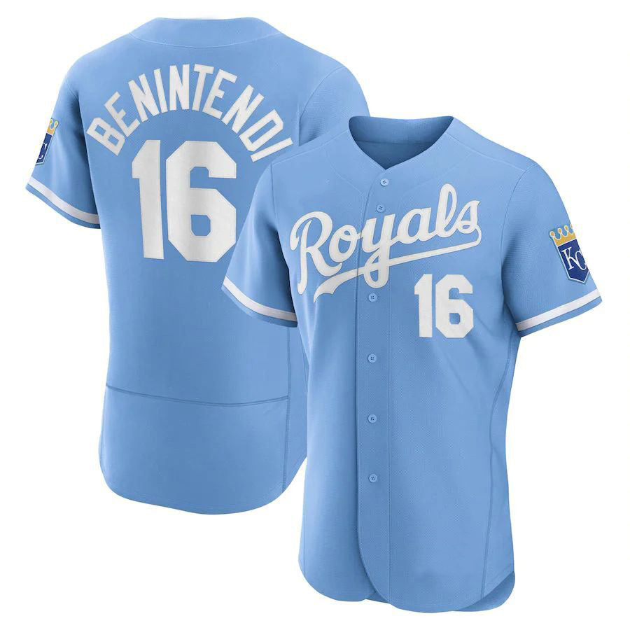 KC.Royals #16 Andrew Benintendi Player Light Blue Elite Baseball Jerseys