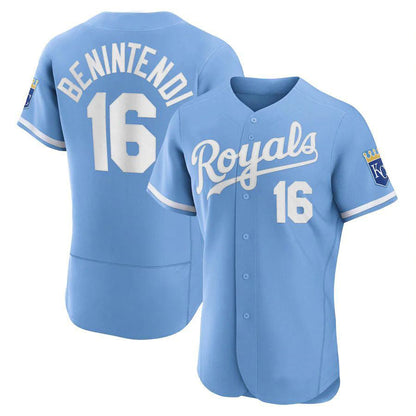 KC.Royals #16 Andrew Benintendi Player Light Blue Elite Baseball Jerseys