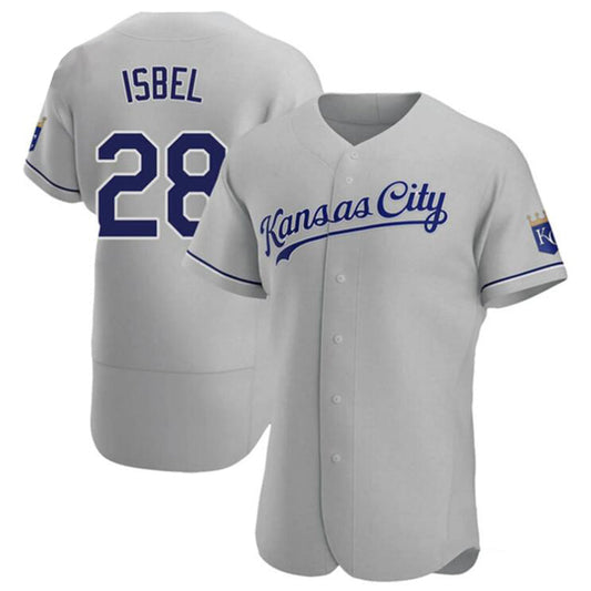 KC.Royals #28 Kyle Isbel Player Gray Home Limited Elite Baseball Jerseys